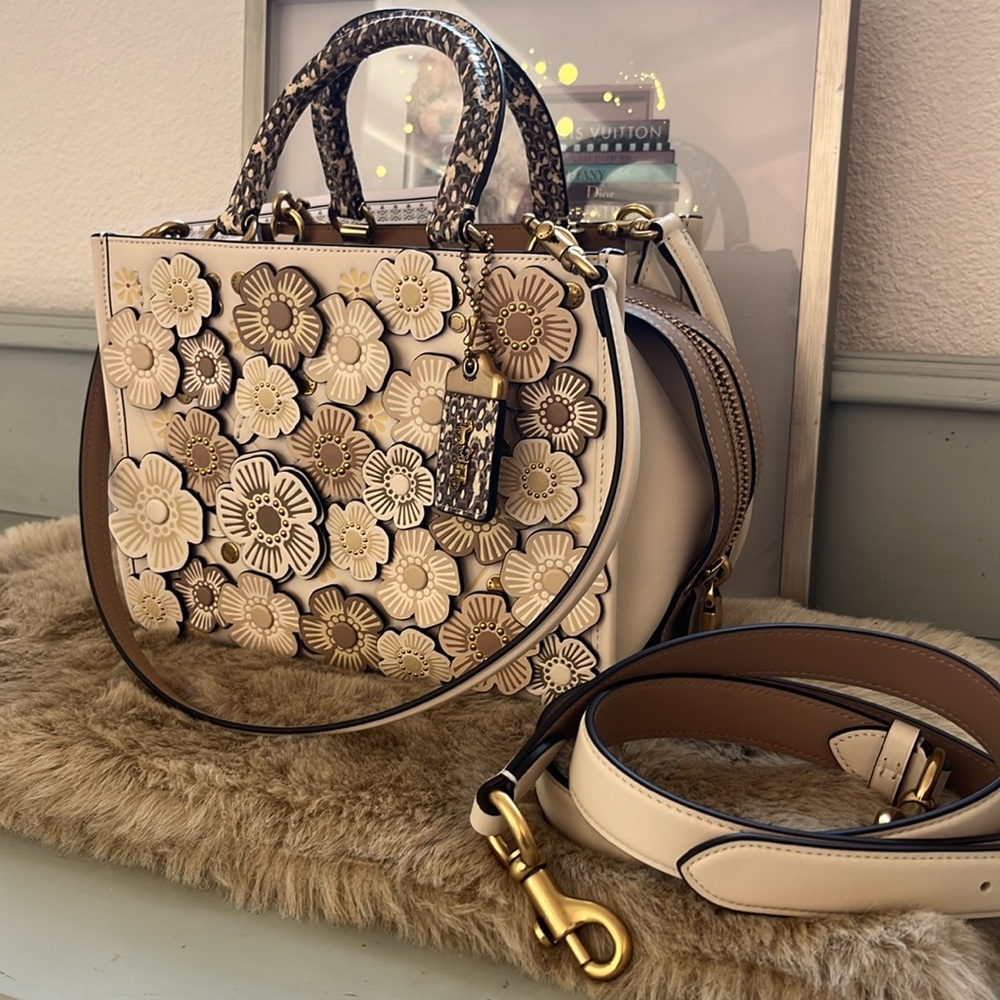Coach Rogue Bag 25 In Colorblock With Tea Rose And Snakeskin Detail- No Callouts